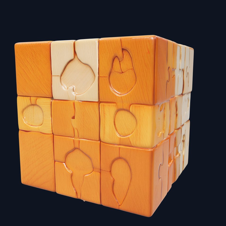 Wooden Puzzle Cube Model Pack